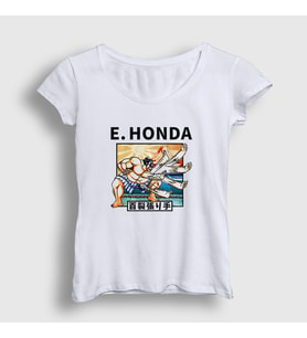 Presmono Kadın Beyaz Honda Oyun Street Fighter T-Shirt 403953tt