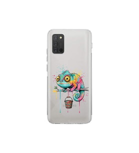 Samsung Galaxy A02s ile Uyumlu Splash Bukalemun Tasarımlı Şeffaf Silikon Kılıf