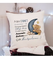 Yeni Doğan ( Hoşgeldin Bebek) Erkek Bebek Yastığı Kişiye Özel