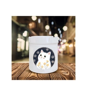 Sevimli Kedi Baskılı Seramik Şık Küllük