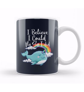 I Believe I Could So I Did Narwhal Pixel Art Kupa Bardak Porselen