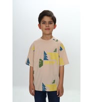 Toontoy Erkek Çocuk Renkli Grafik Baskılı Tişört (Bej)
