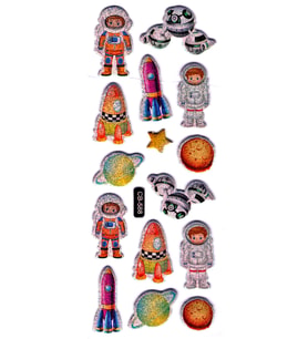 Sticker Kabartmalı Sticker Defter, Planlayıcı Etiket - (cb-588) 16x7 cm- Astranot, Roket
