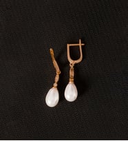 925 Ayar Gümüş Elegance Damla İnci Küpe (Rose)