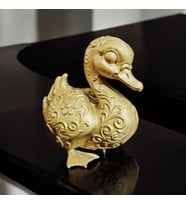Ördek Biblo Heykel Masa Üstü Süs Eşyası Ev Süs Eşyası Dekoratif Heykel 10x10x6.5 cm (Sarı Altın)