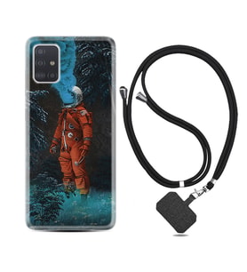 Samsung a71 A72 A73 A7 A9 2018 C7 C9 Kılıf Boyun Askılı Silikon Astronot Smoke 1769