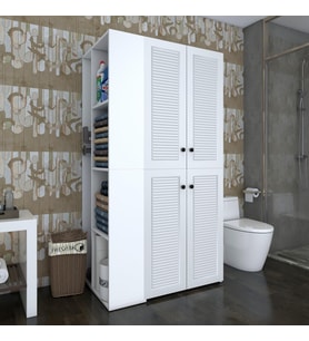 Kenzlife membran çamaşır-kurutma makinesi dolabı kapaklı foka sol byzbyz 180*090*60 mebran kapak MDF gövde banyo arkalıksız (Beyaz)