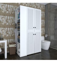 Kenzlife membran çamaşır-kurutma makinesi dolabı kapaklı foka sol byzbyz 180*090*60 mebran kapak MDF gövde banyo arkalıksız (Beyaz)