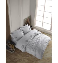Hobby Çift Kişilik Poplin Premium Nakışlı Nevresim Azra Gri