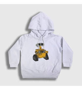 Presmono Unisex Çocuk Beyaz Cute Wall E Eve Kapüşonlu Sweatshirt 427261tt (Beyaz)