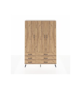 Arges Gardrop 5 Raflı 6 Çekmeceli Tek Askılı 132x30x195 Aytaşı-Çam