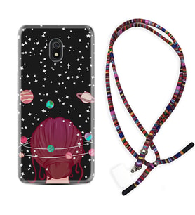 Xiaomi Redmi 8A 8 Pro 9C 9T 10C 11T Pro Kılıf Boyun Asklı Rasta Silikon Space Woman 1311
