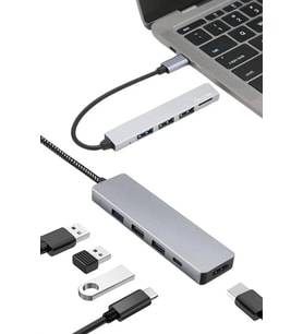 Macbook Pro/air Uyumlu USB Type-C 8 In 1 Hub Dönüştürücü Çevirici Çoklayıcı USB Hdmı Micro Sd 8 Giri