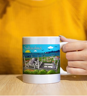 Sultanahmet Tasarımlı Beyaz Kupa
