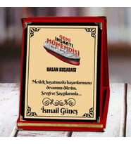 Gemi İnşaatı Mühendisi Baskılı Plaket (1. Tasarım)  Kişiye Özel (Kırmızı)