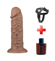 OdinsShop Belden Bağlamalı Yeni Nesil Çift Katmanlı 26,6 cm Realistik Kalın Dildo Melez Penis