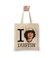 Stranger Things I Love Dustin Bez Çanta Uzun Saplı Alışveriş Çantası Plaj Çantası (Beyaz)