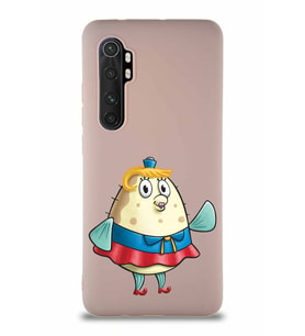 Xiaomi Mi Note 10 Lite Soft Premier Kapak Bayan Puff Tasarımlı Silikon Kılıf - Pudra (Şeffaf)