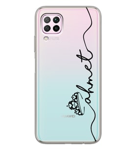 Huawei Taçlı İsim Tasarımlı Şeffaf Telefon Kılıfı