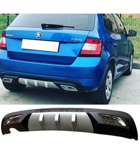 Skoda Fabia Difüzör Difizör Gri + Kare Egzoz Görünüm C Tip