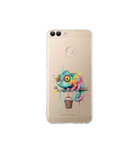 Huawei P Smart ile Uyumlu Splash Bukalemun Tasarımlı Şeffaf Silikon Kılıf