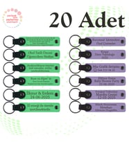 F Yeşili & M Menekşe, Kına Gecesi Davetlilerine Anlamlı Anı, 20’li Set, Kişiye Özel Anahtarlık