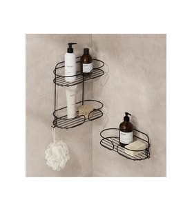 Metal Tek Katlı ve 2 Katlı Duş Rafı Şampuanlık Sabunluk Banyo Organizeri 2'