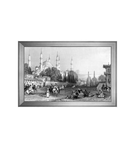 Eski İstanbul At Meydanı Motifli Kanvas Tablo 80 x 110 cm Silver Çerçeve