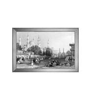 Eski İstanbul At Meydanı Motifli Kanvas Tablo 80 x 110 cm Silver Çerçeve