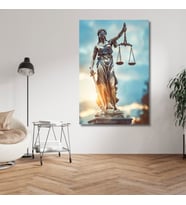 Tekli Dikey Kanvas Avukat Büro Duvar Tablosu Adalet Terazisi