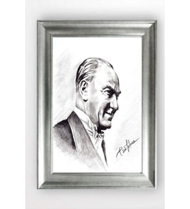 Gümüş Çerçeveli Atatürk Tablo a141