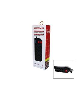 TERMAL AKIM KORUMALI 16A 8Lİ PRİZ 3XUSB 2MT ANAHTARLI UZATMA KABLO SİYAH (5343)