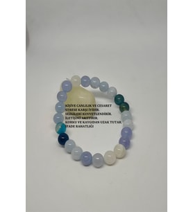 8 MM AY TAŞI, MAVİ KUVARS, MAVİ AKİK DOĞAL TAŞ BİLEKLİK