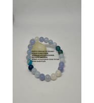 8 MM AY TAŞI, MAVİ KUVARS, MAVİ AKİK DOĞAL TAŞ BİLEKLİK