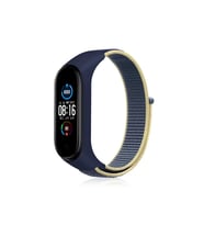 Mi Band 4 Hasırlı Cırtcırtlı Kordon - Sarı-Lacivert