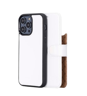 Bouletta Apple iPhone 14 Pro Max Uyumlu Deri Cüzdanlı Kılıf MWWN F3 Beyaz