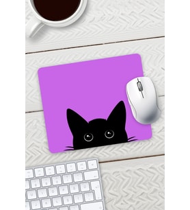 Mor Renk Kedi Baskılı Mouse Pad 23x19cm Fare Altlığı Kaydırmaz Taban