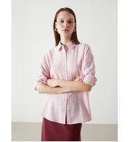 LCW Vision Pembe Dokulu Oversize Kadın Gömlek
