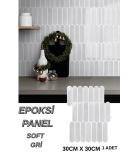 30×30cm Soft Gri Epoksi 1 Adet 3D Yapışkanlı Duvar Kaplama Paneli Mutfak Banyo Salon Ofis