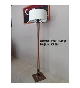 Ahşap Lambader Koyu Meşe Krem, Köşe Lambası