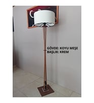 Ahşap Lambader Koyu Meşe Krem, Köşe Lambası