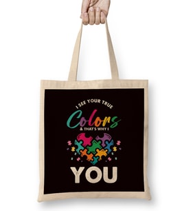 True Autism Colors Autistic Awareness Special Needs Ribbon Bez Çanta Uzun Saplı