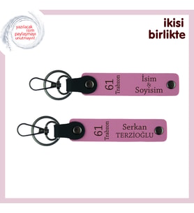 Eşinle Ortaklaşa Kullanabileceğin Kişisel Set, 61 Trabzon Temalı Anahtarlık, Pembe-Pembe
