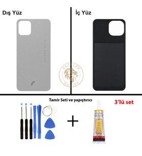 Reeder Vida Seti + Yapıştırıcı S23 Max Pro Gri Yapıştırıcı B-7000 Yapıştırıcı Vida Seti Arka Kapak Arka Cam Batarya Kapağı Lazer Kesim Kapak Pil Kapağı Back Cover