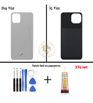 Reeder Vida Seti + Yapıştırıcı S23 Max Pro Gri Yapıştırıcı B-7000 Yapıştırıcı Vida Seti Arka Kapak Arka Cam Batarya Kapağı Lazer Kesim Kapak Pil Kapağı Back Cover