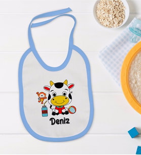 BK Kids Kişiye Özel Mavi Bebek Mama Önlüğü - Model 167