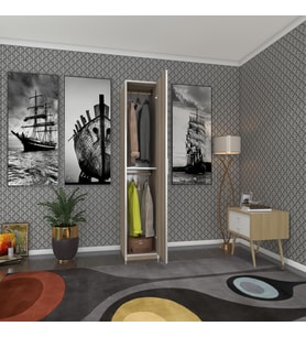 Kenzlife gardırop öğrenci dolabı tek kapılı günebakan crd 180*35*42 crd gardolap dolap ofis (Karışık)