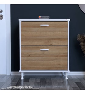 Modilayn UMAY Antre Hol 72x90x26 cm’ lik 2 Düşer Kapak 4 Raf Göz Bölmeli Ayakkabılık