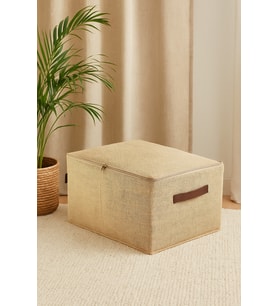 Orta Boy Jüt Kumaş Deri Saplı Baza Altı,dolap Içi Destekli Hurç 35x42x23 (Standart)
