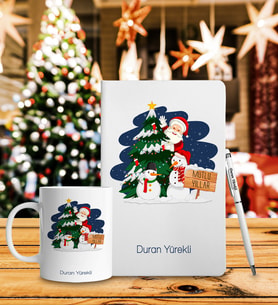 Yılbaşı İçin Kişiye Özel Defter Kalem & Kupa Hediye Seti